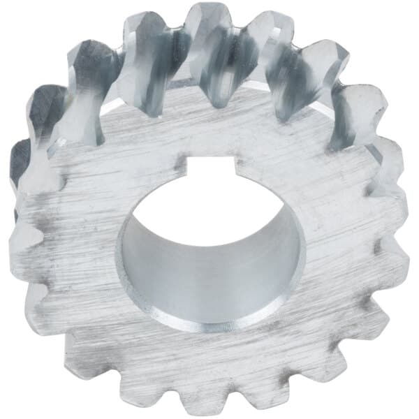 A close-up of an Avantco worm wheel gear with 17 teeth.