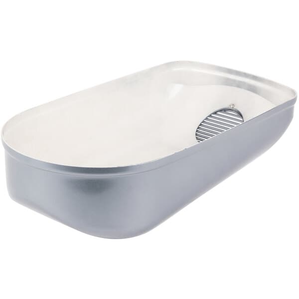 A silver Avantco 40 quart tub cover with a drain.
