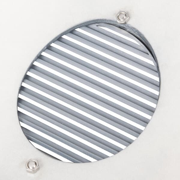 A circular metal Avantco top cover with a metal vent.