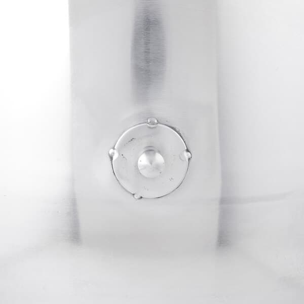 A close up of a stainless steel Avantco mixing bowl.