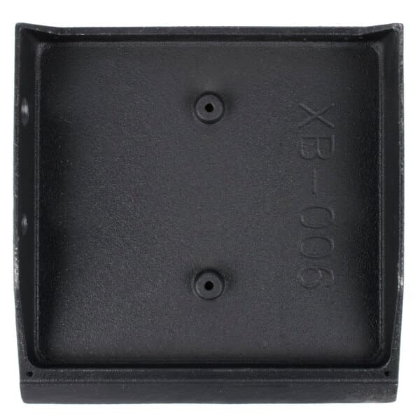 A black rectangular Avantco flat top grill plate with two holes in it.