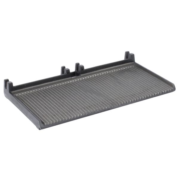 An Avantco grooved bottom grill plate with metal grates.