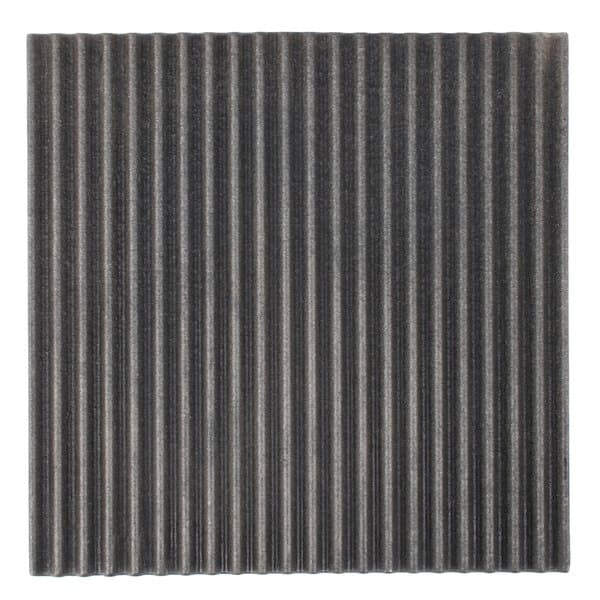 A grey and black grooved top grill plate with a thin metal strip on the left side.