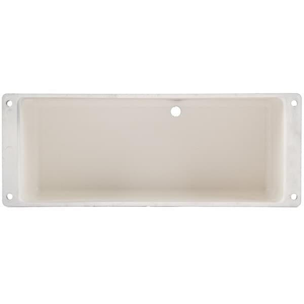 A white rectangular electrical box back cover with holes.