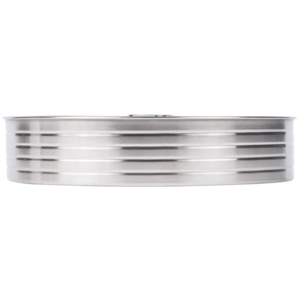 A silver metal Avantco brew basket with a lid.