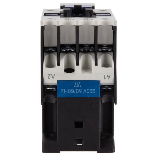 An Avantco AC contactor with black and white wires.