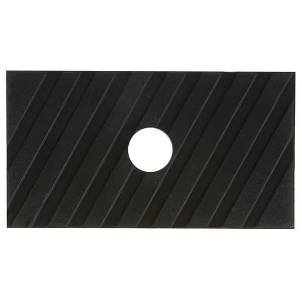 A black rectangular rubber foot with a hole in it.