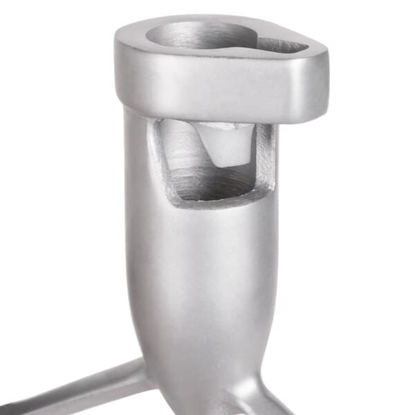 A close-up of an Avantco metal beater with a silver metal finish.