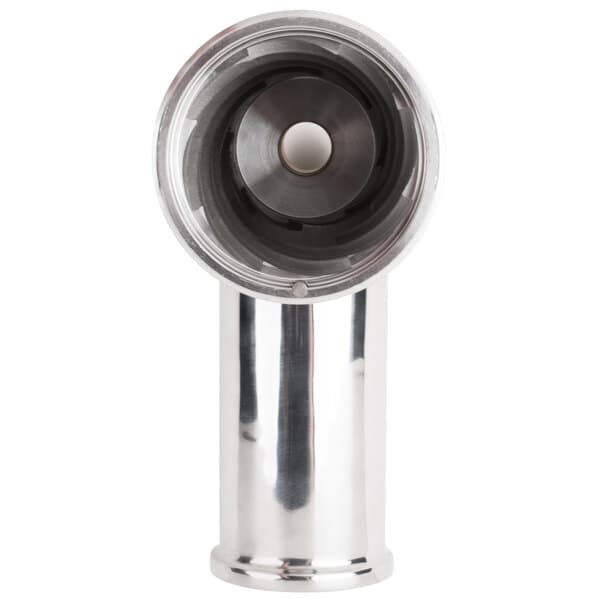 A close-up of a stainless steel Avantco #22 grinding chamber head.