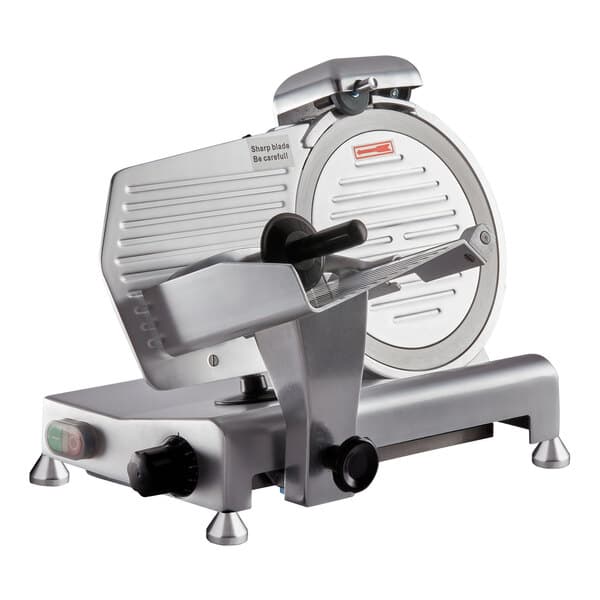 An Avantco manual meat slicer with a circular blade.