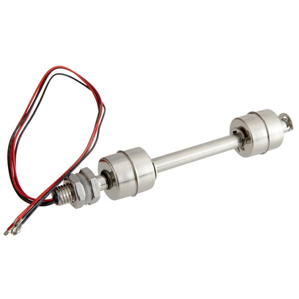 An Avantco float switch with metal rod and wires.