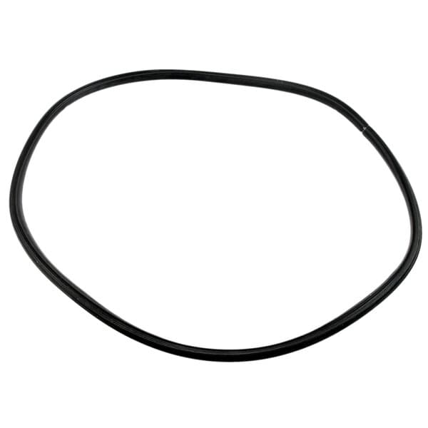 A black rubber tube on a white background.
