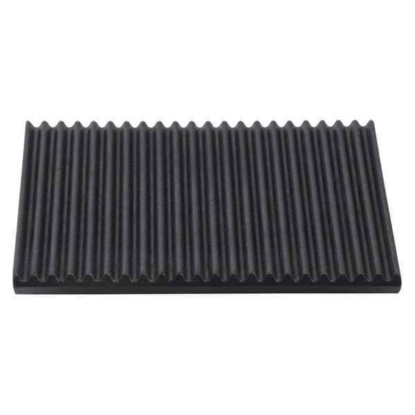 A black rectangular Avantco grill plate with a grooved surface.