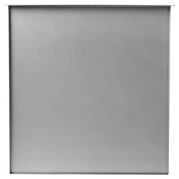 A close-up of a silver metal crumb tray for an Avantco countertop pizza oven.