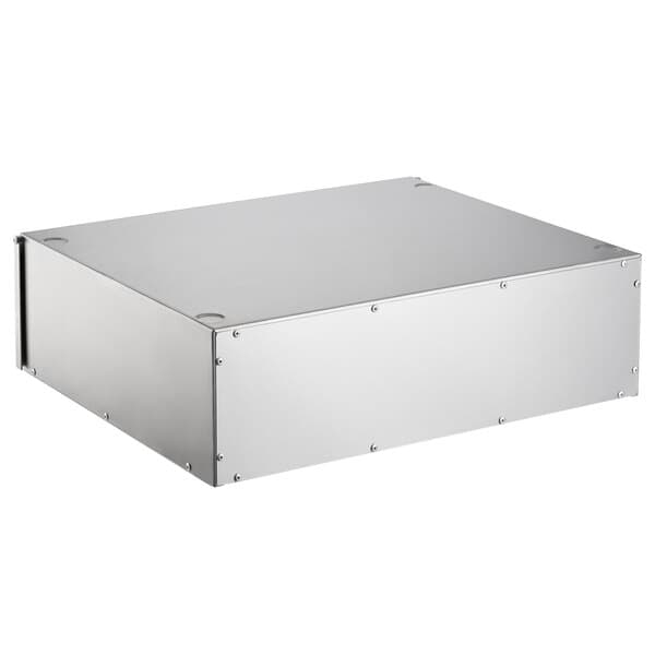 An Avantco stainless steel rectangular bun box with a lid.
