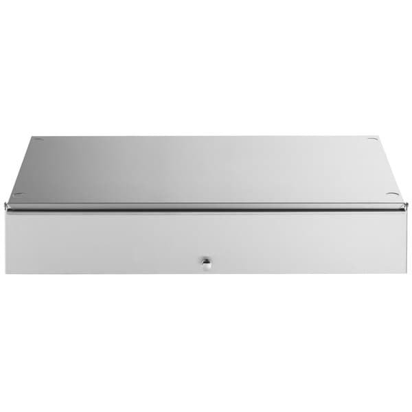 An Avantco stainless steel bun cabinet with a white top.