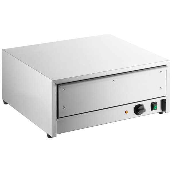 A white rectangular metal box with a black knob.