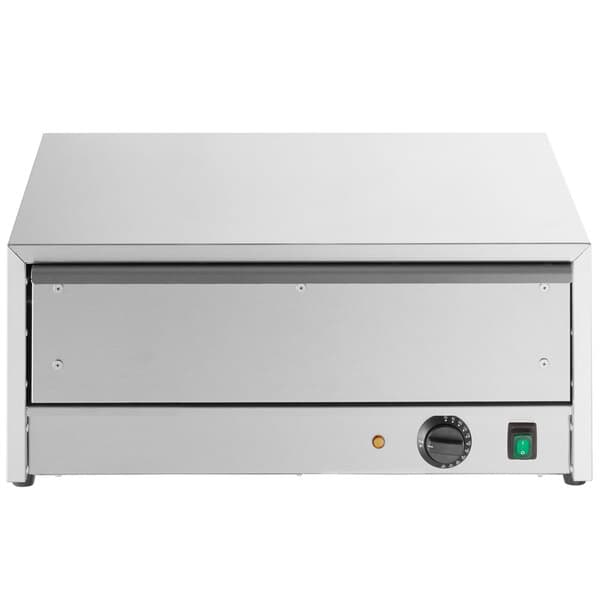 An Avantco stainless steel bun warmer on a counter.