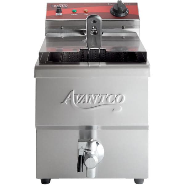 An Avantco medium-duty electric countertop fryer on a white background.