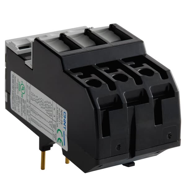 An Avantco motor relay overload with black and white wires.