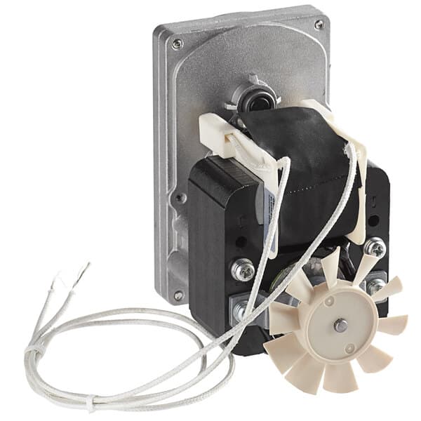 An Avantco 240V driving motor with a white wire attached.