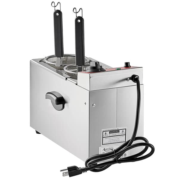 An Avantco countertop electric pasta cooker with two handles.