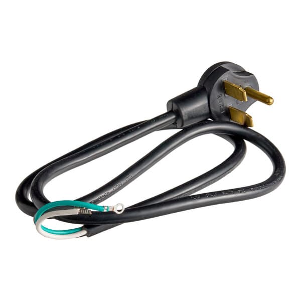 A black power cord with a three-prong plug and exposed wire ends, designed for specific Avantco steam equipment models.