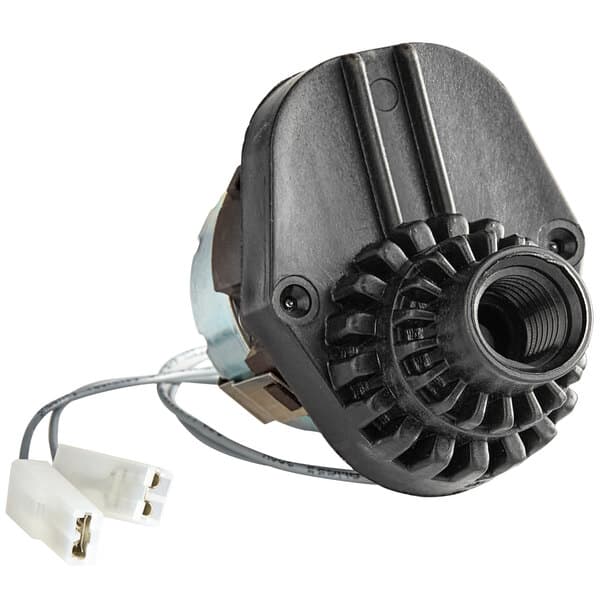 a black plastic gear with a metal nut