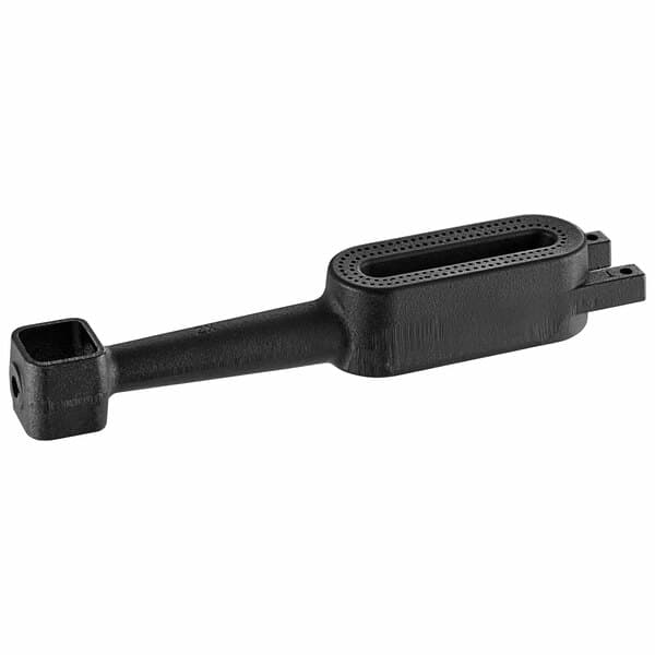 A black plastic handle for an Avantco fryer burner.