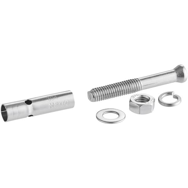A stainless steel bolt and nut set for an Avantco potato peeler.