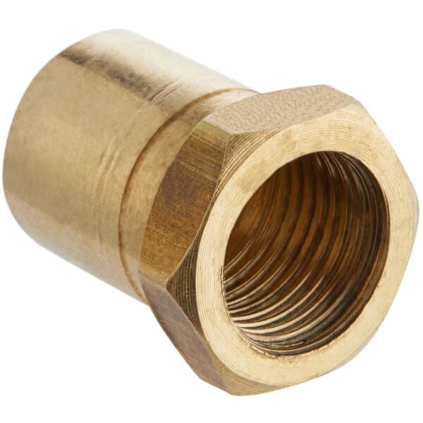 An Avantco #53 brass orifice nut with threads.
