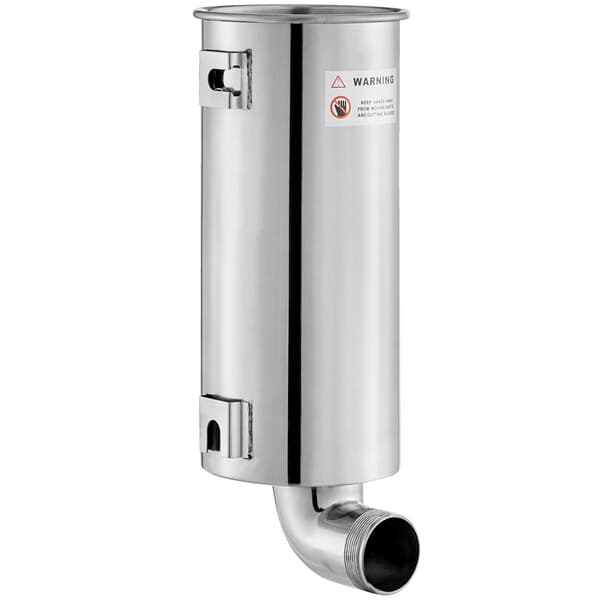 An Avantco stainless steel cannister with a white background.