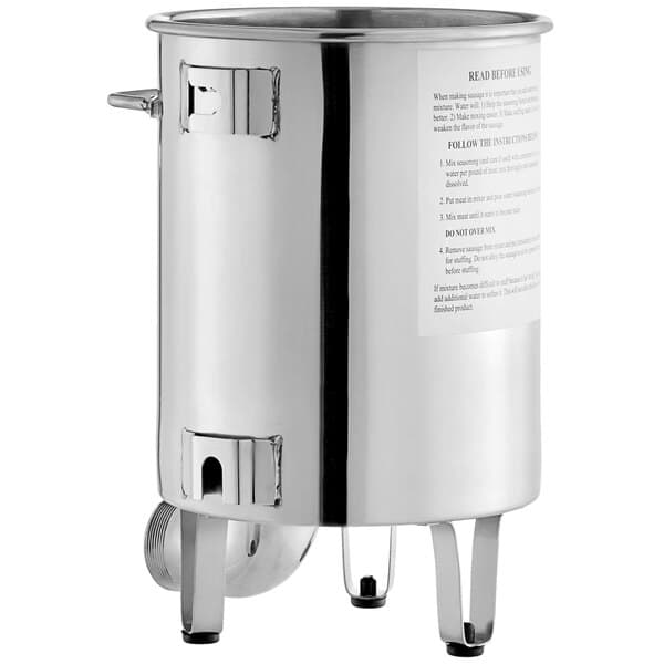 An Avantco stainless steel cannister with a lid.