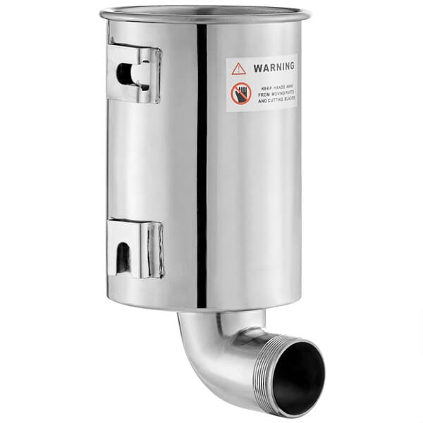 An Avantco stainless steel canister with a warning label.