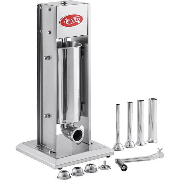 An Avantco stainless steel churro stuffer with 3 non-hollow tubes and 1 hollow tube.