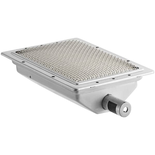 A metal mesh filter with a square hole.