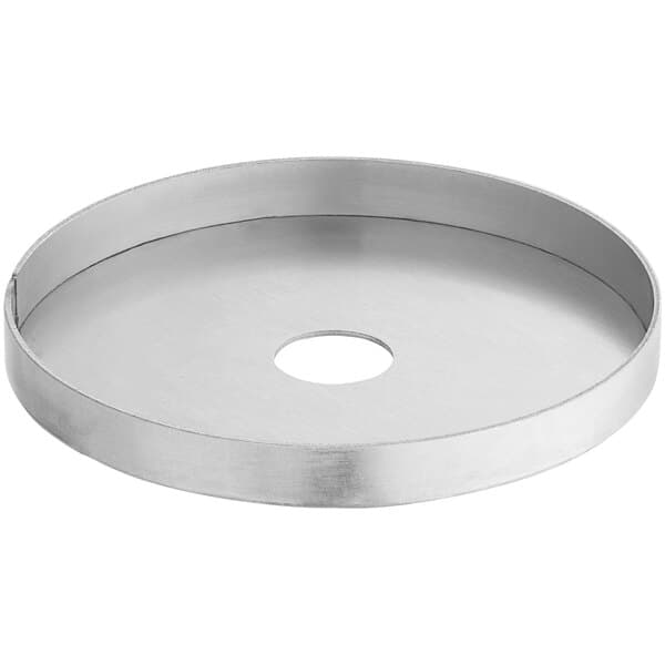 A silver circular bearing cover with a hole in the center.