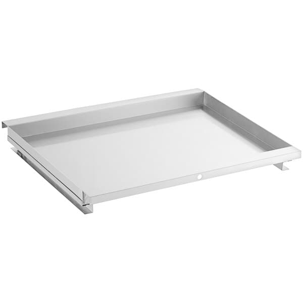 A silver rectangular Avantco drip pan.