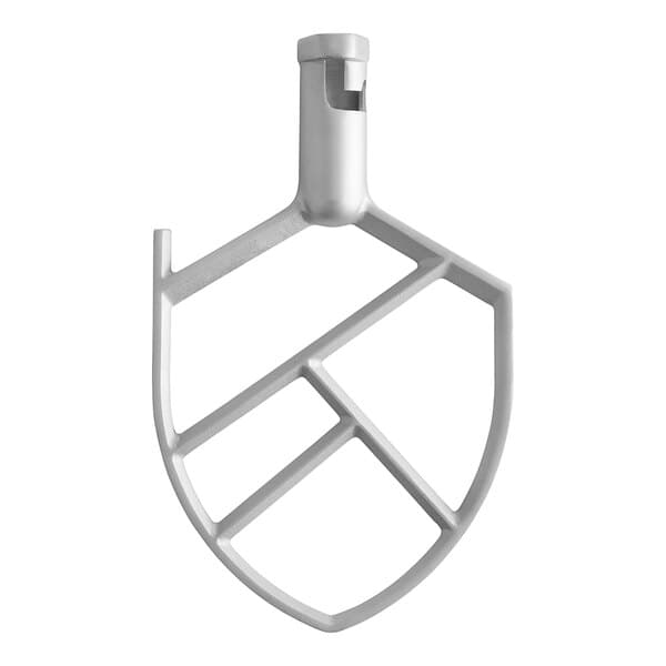 An Avantco white metal flat beater attachment for a mixer with a white background.