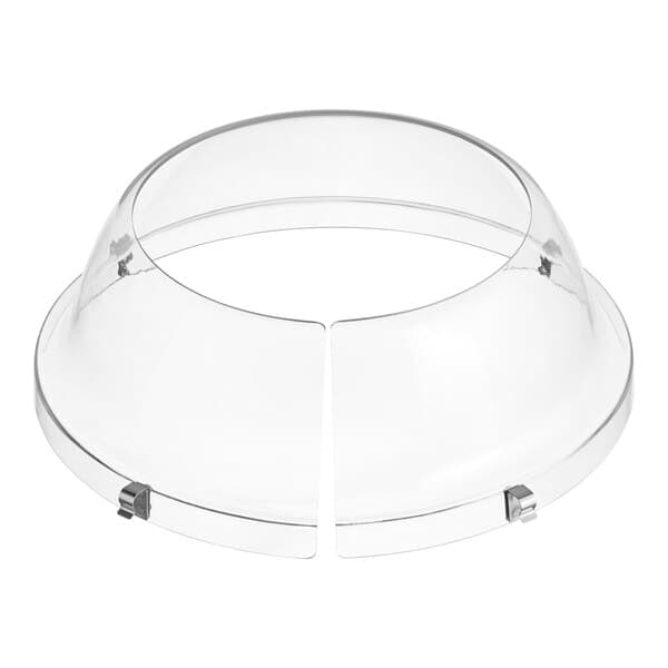 A clear plastic dome with silver metal clips for an Avantco mixer.