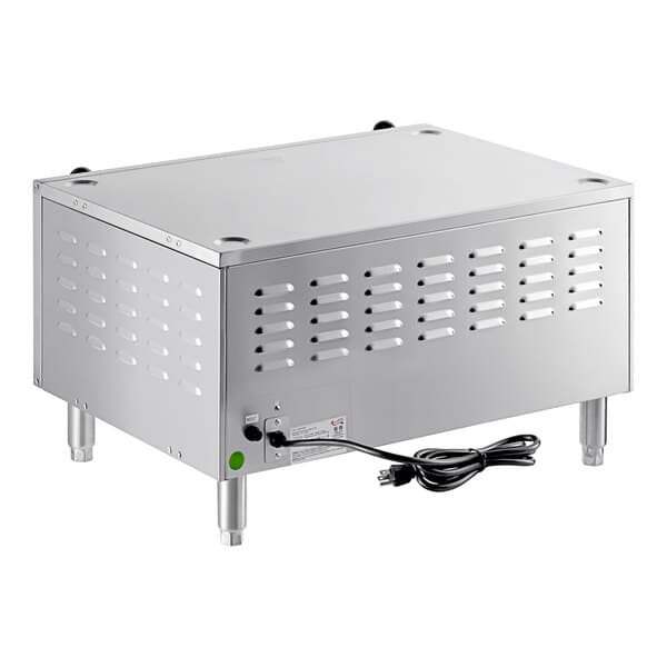 A silver Avantco countertop deck oven with a black cord.