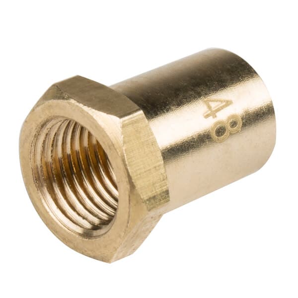 A gold Avantco high elevation orifice with a brass nut on the end.