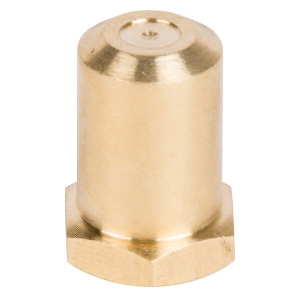 An Avantco brass hood orifice with a gold nut.