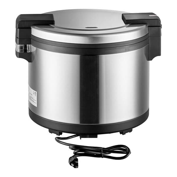 An Avantco stainless steel electric rice warmer with a cord.