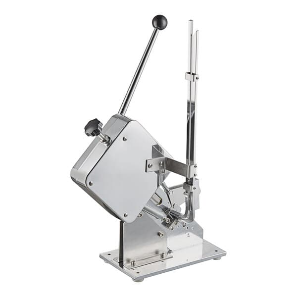 An Avantco manual sausage clipping machine with a black handle.