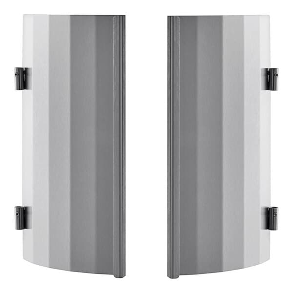 Two metal heat shields with black trim on the edges.