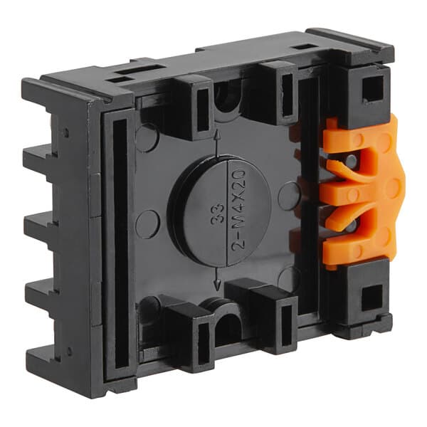 A black and orange plastic timer seat for an Avantco MX series mixer.