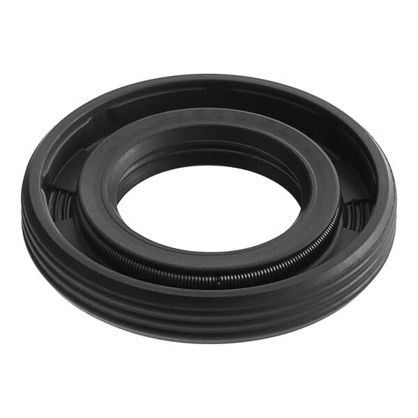 A black round rubber sealing washer with a ring.