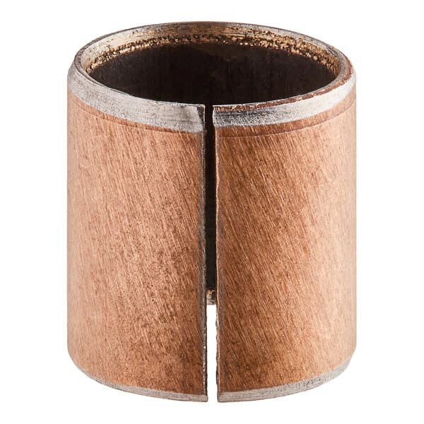 A copper sleeve with a silver band on a pipe.