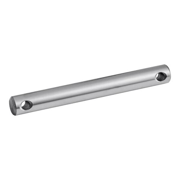 A stainless steel sliding shaft with two holes at the end.